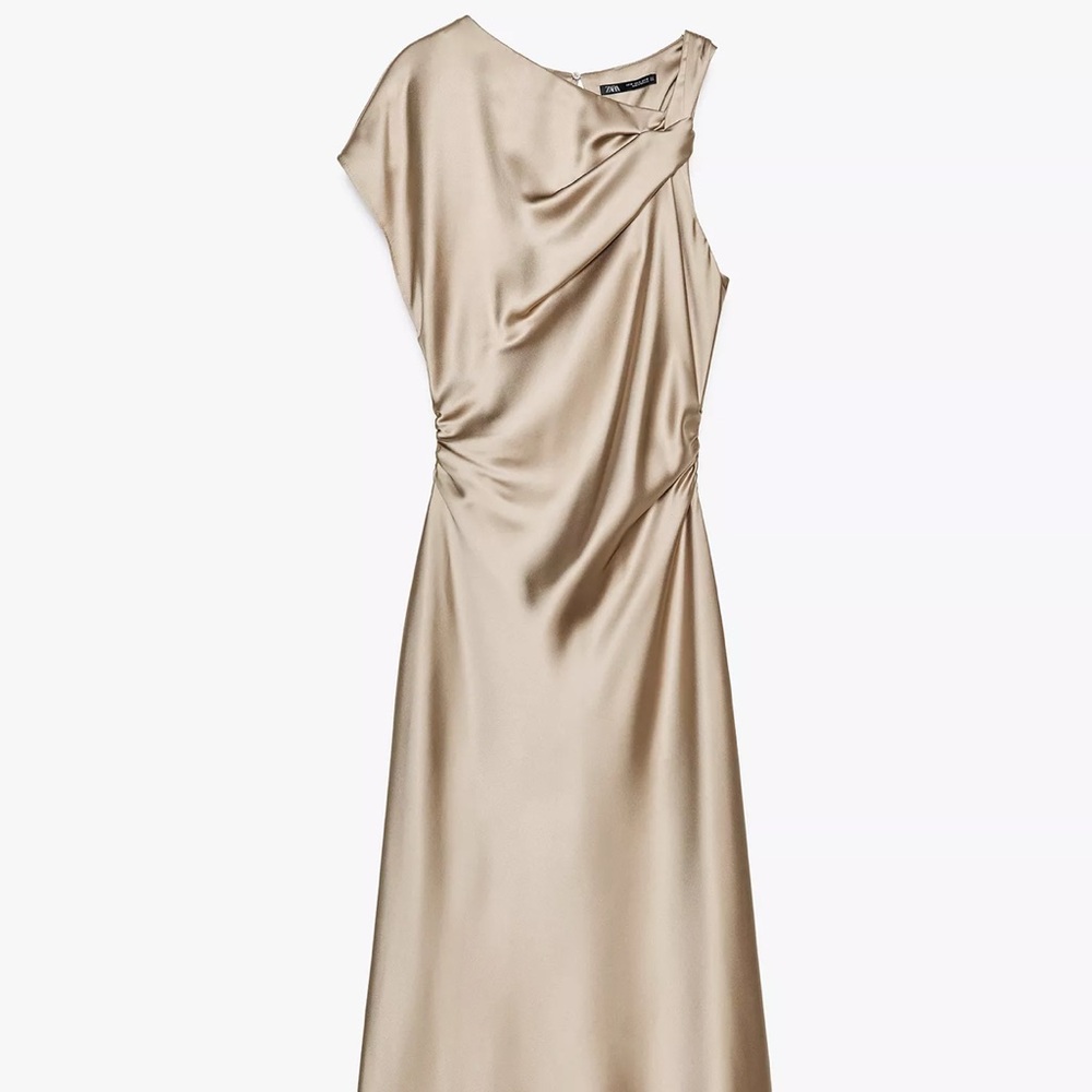 Zara Cream Satin Maxi Dress